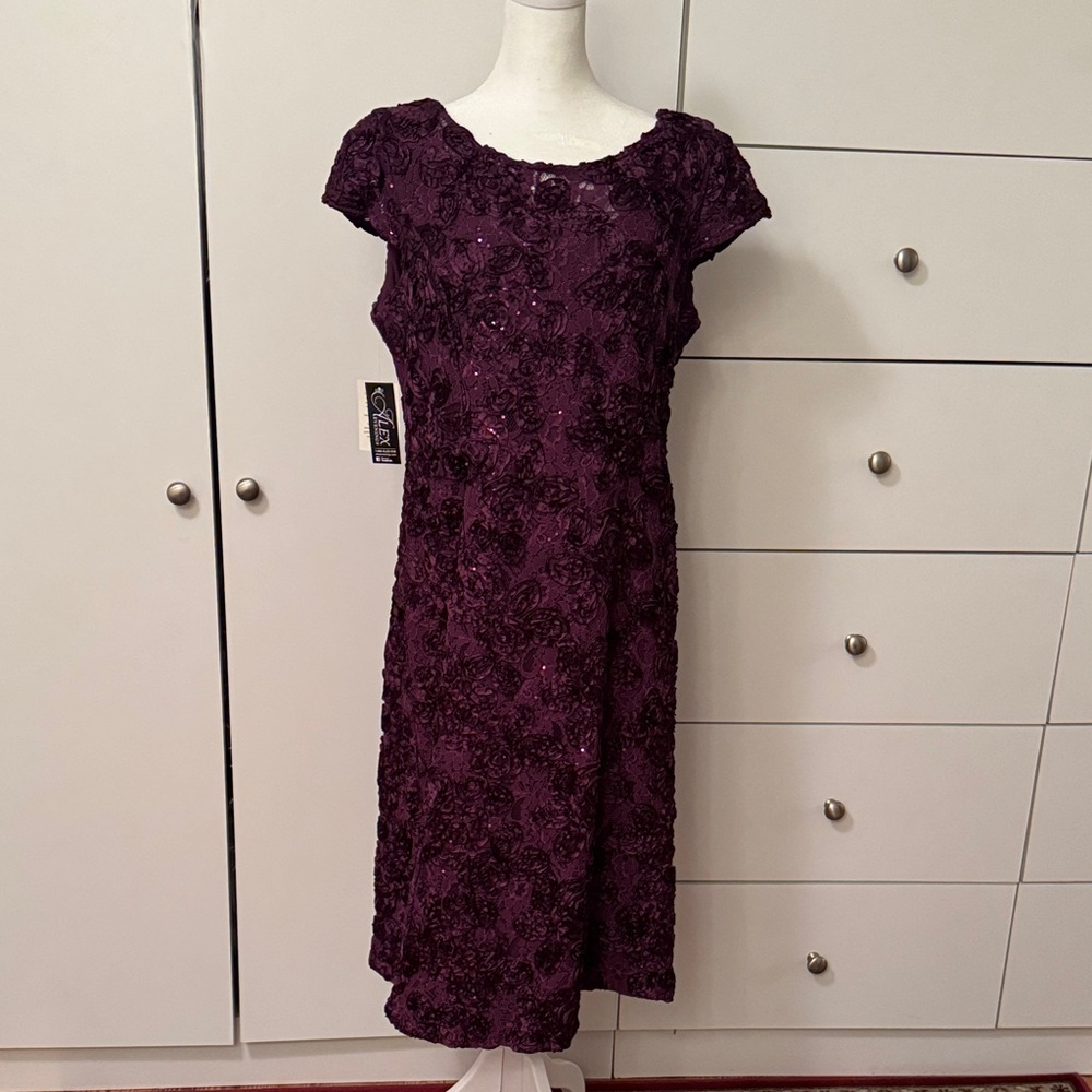 Alex Evenings Deep Purple Midi Dress